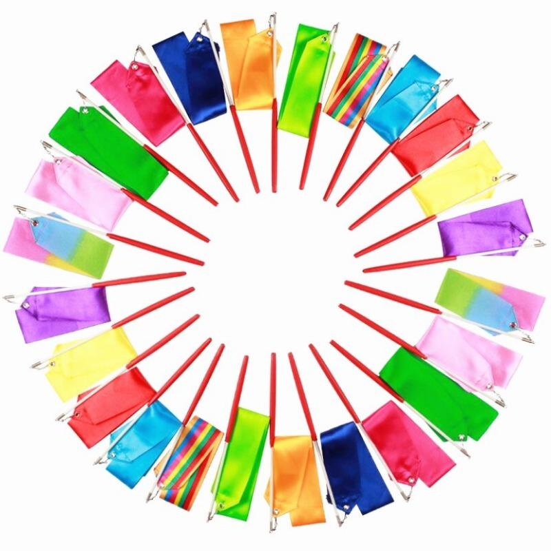Product Introduction of 2 Meters 4M 6M Colorful Gym Ribbons Dance Ribbon Rhythmic Art Gymnastics Ballet Streamer Twirling Rod Rainbow Stick Training 1