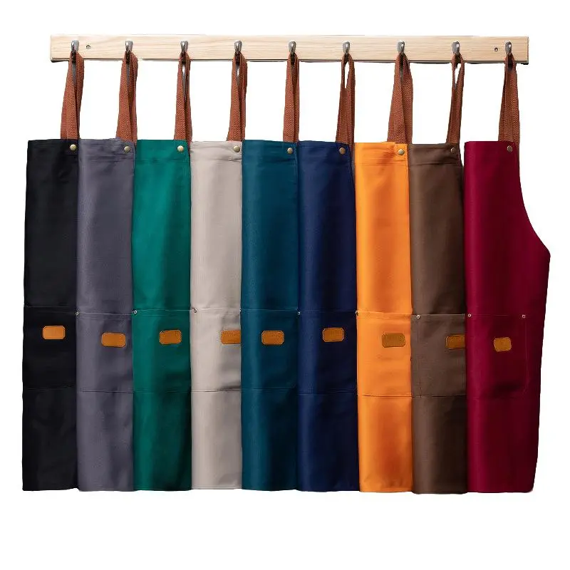 Household Kitchen Apron, 1 Count Brown Apron for Cooking Catering Coffee Shop with Cross Straps, Dirt Resistant Apron, Home Essentials, Kitchen Accessories