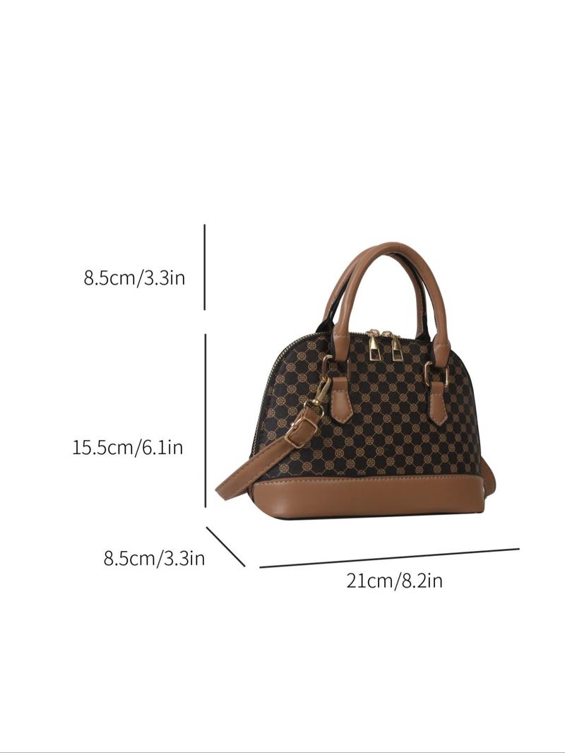 Product Introduction of Women's Elegant All Over Print Satchel Lux Bag,  Crossbody for Work & Daily Used, Patched Design Dome Bag 5