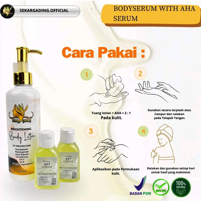 BODY LOTION 100g. SEKARGADING WHITENING//PEMUTIH BADAN. Mencerahkan Melembutkan 4