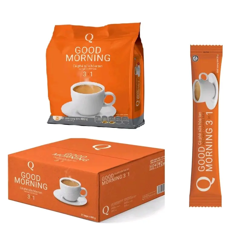 Combo 5 bịch cà phê sữa trần quang Goodmorning,mỗi bịch 24 ống x 20gram Coffee Cafe   coffee   coffee caphe 4