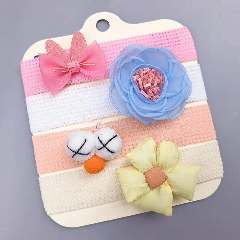Caramel - Bandana Bayi Anak-Anak Perempuan Headband Set 3 Pcs Accessories Motif Pita Bunga Bando Newborn Aksesoris Rambut 4
