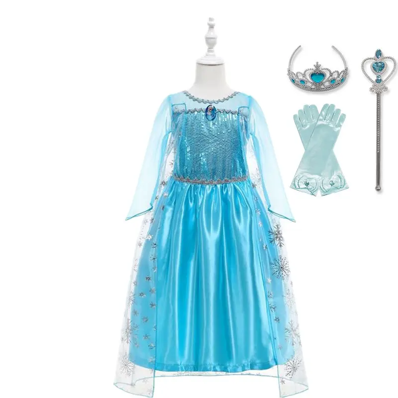 princess polly baby blue dress Elsa Dress for Girls Elsa Costume Snow Queen Cosplay Birthday Party Dress  Halloween Carnival Kids Clothes Frozen Costume