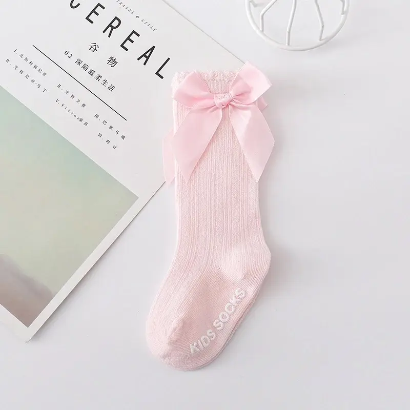 Tất Chân Cao Cổ Đính Nơ Dễ Thương Cho Bé Gái 0-1 Tuổi, Tất Chất Cotton Mềm Co Giãn, Chống Trơn Trượt 6