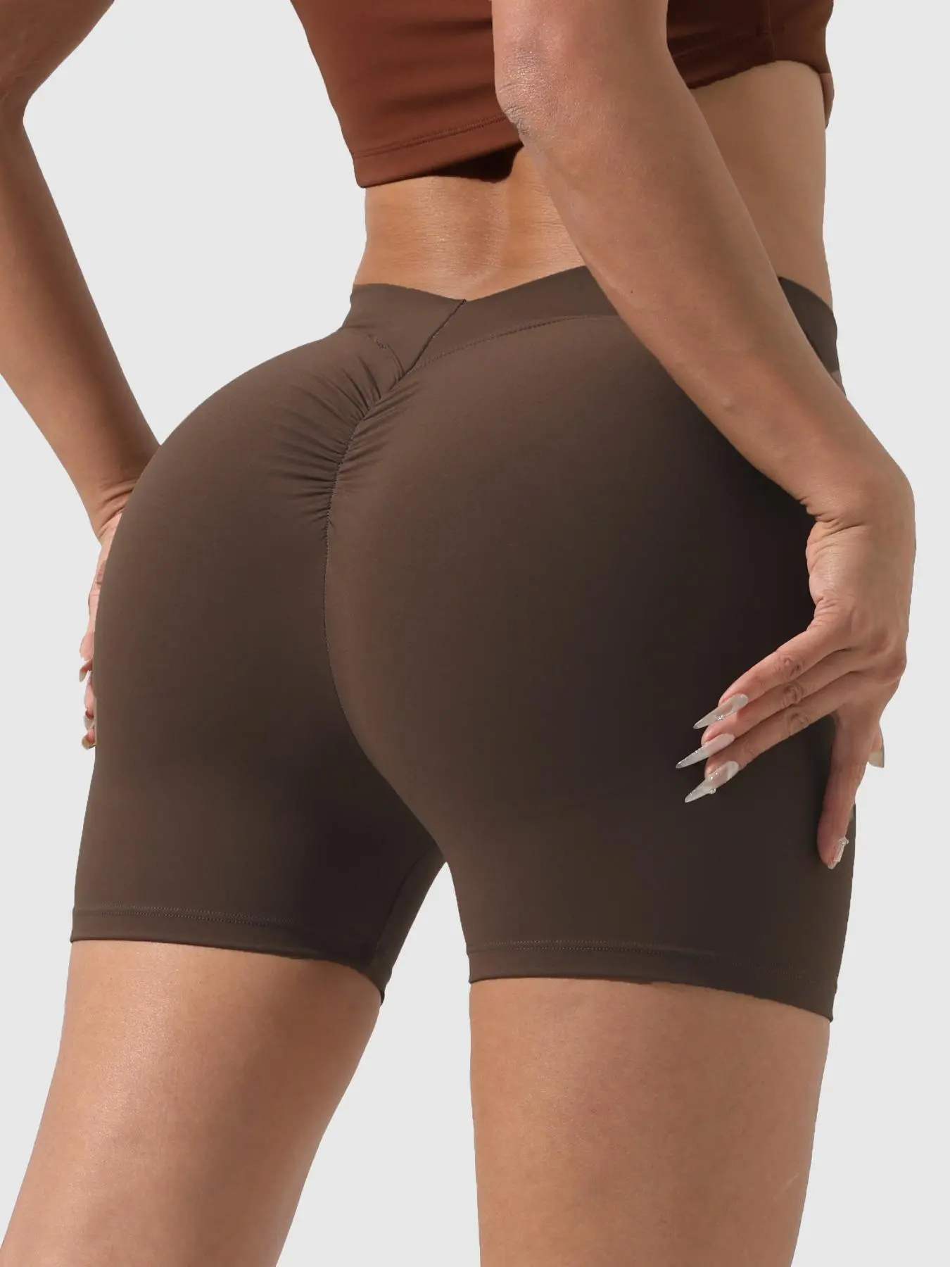 Women's Solid Color High Waist Gym Shorts,  Seamless Yoga Shorts, Ladies Sportswear for Indoor Outdoor Wear