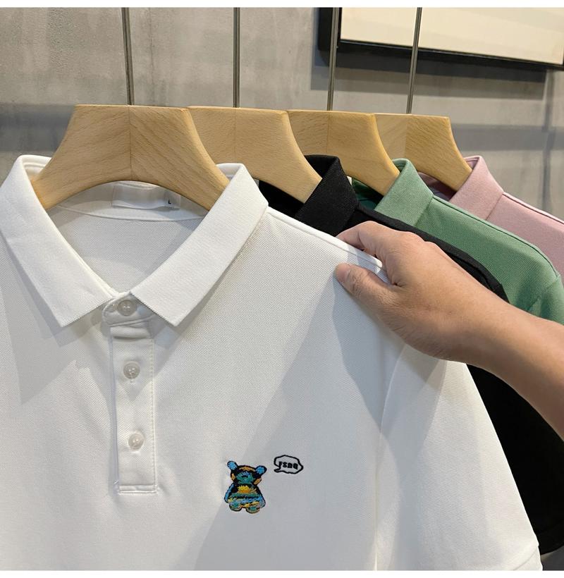 Product Introduction of New Bear Embroidery Polo Shirt Simple Fashion Men's Top 17