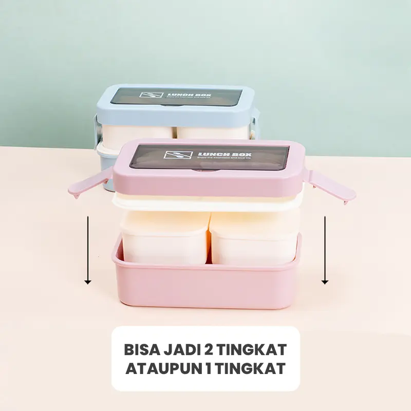 LUNCHBOX KOTAK MAKAN ANTI TUMPAH 2 SUSUN KOTAK BEKAL PREMIUM BPA FREE 1