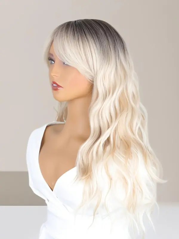 24 Inch Long Wavy Wigs for Women, Gorgeous Fluffy Wigs with Bangs, Synthetic Full Machine Wigs for Party, Daily Use 6