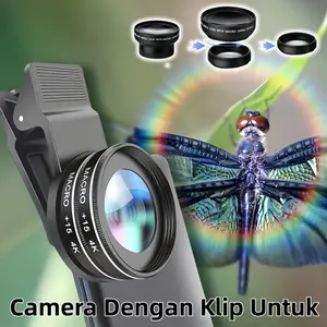 2 in 1 Lensa Super Wide Angle Lens Macro Smartphone Aksesoris Lensa Pembesar 12.5X Camera Dengan Klip Untuk / Lensa Ponsel0.45x