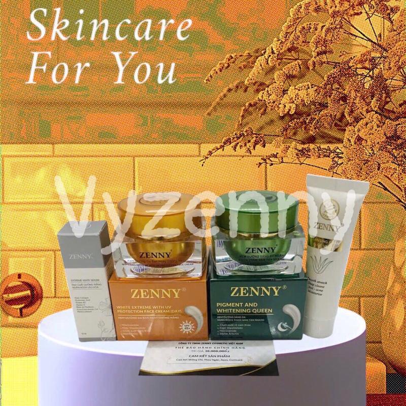 bộ mỹ phẩm kem zenny dưỡng trắng ,mờ nám (tặng serum + srm + ) Skincare không gây dị ứng làm trắng