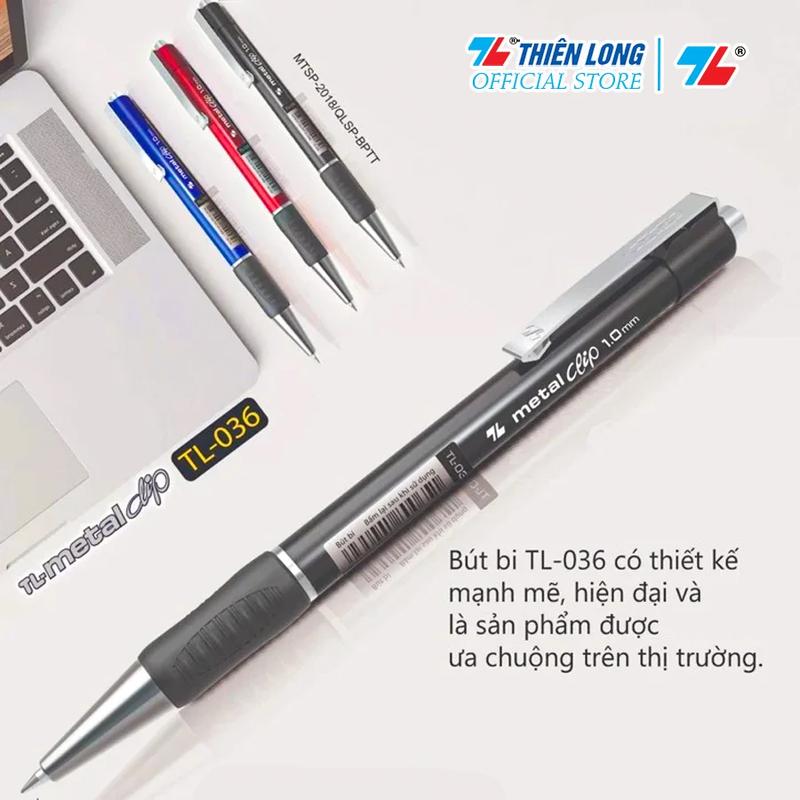 Bút bi TL-036 (1.0mm) xanh/đỏ/đen (Cây) 5