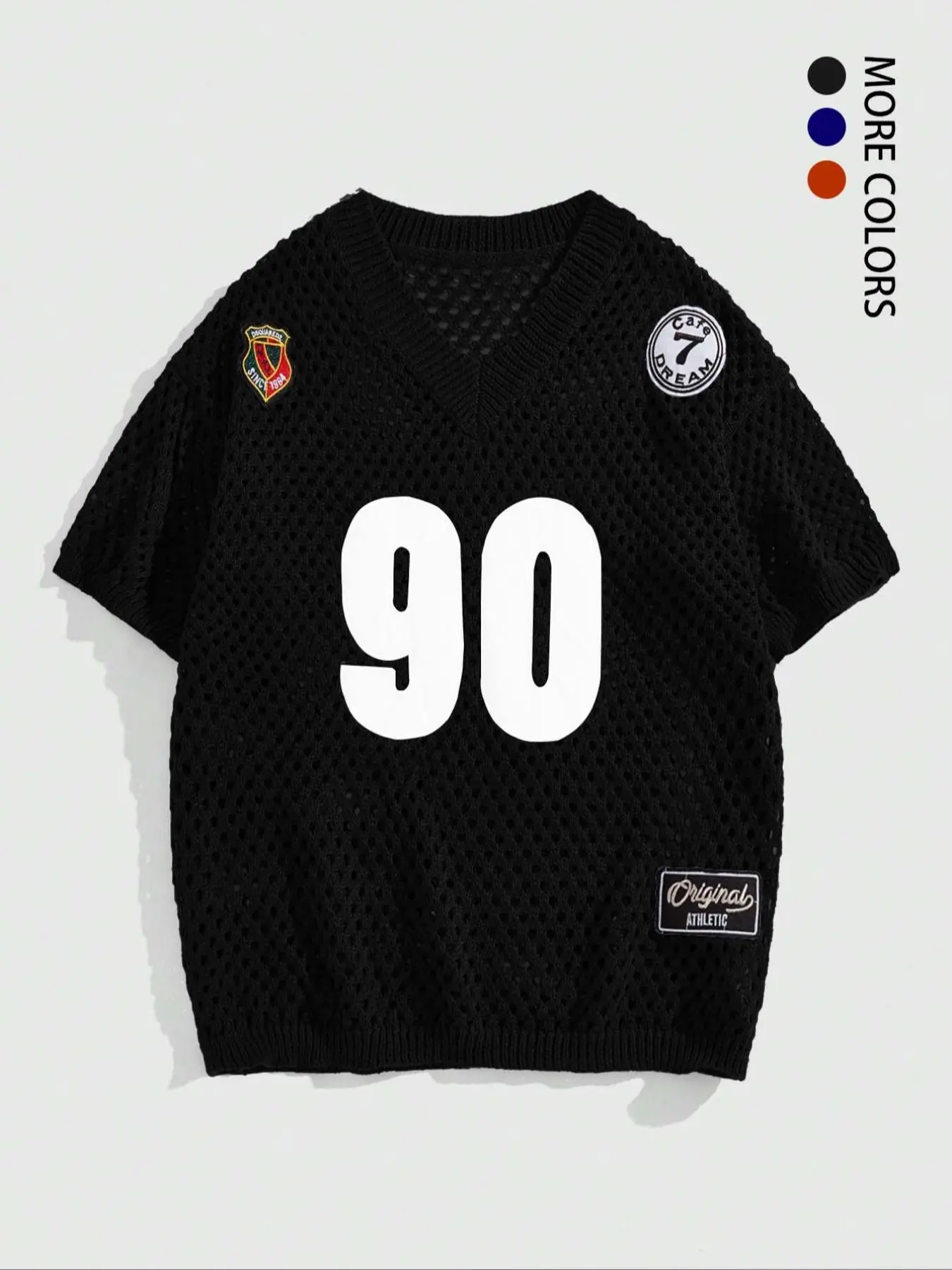Men's Hollow Out Sheer V Neck Sports Jersey, Loose Casual Short Sleeve Drop Shoulder Pullover for Spring & Fall, Fashion Men's Top for Daily Wear