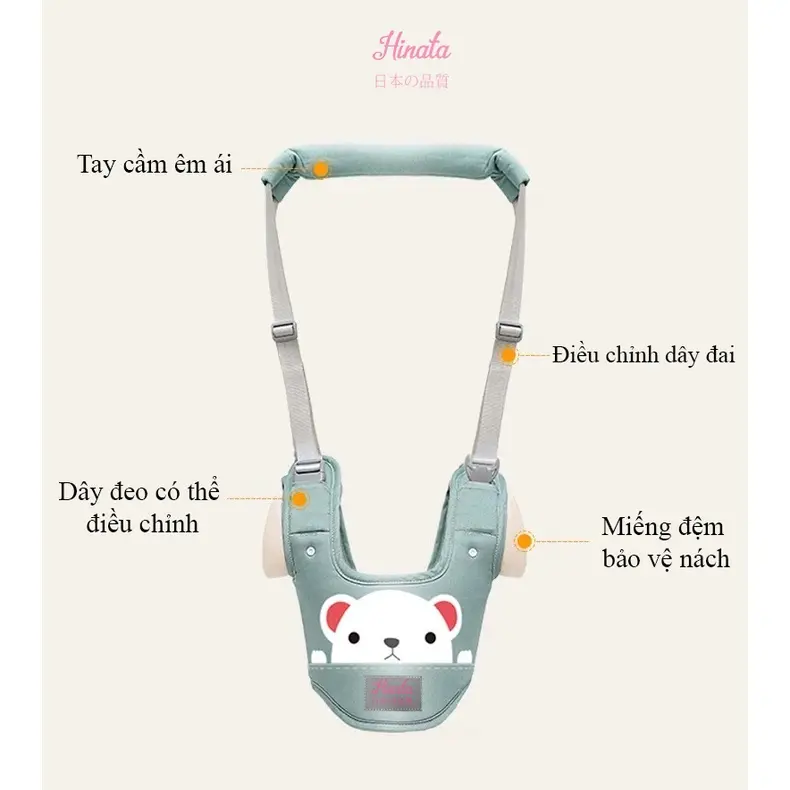 Đai tập đi cho bé HINATA DTD02 - Có đệm nách tránh cọ xát, an toàn cho trẻ nhỏ tập đi