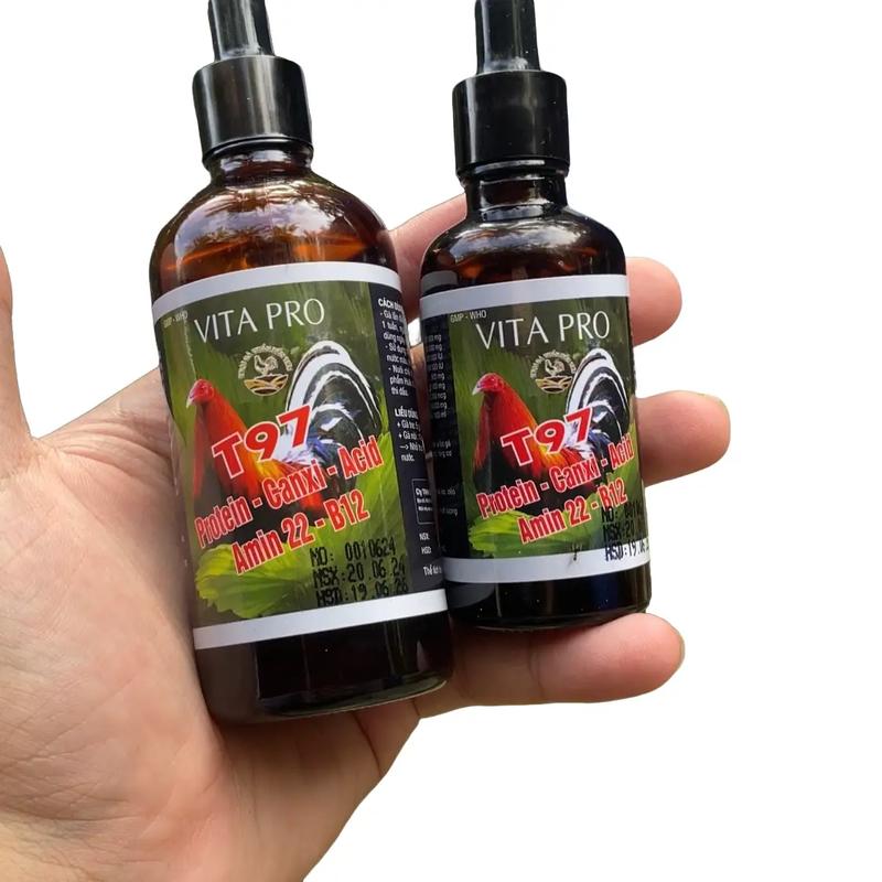 Dinh Dưỡng Nuôi Gà T97 - Chai Lõng 50ml - 100ml, Canxi và Vitamin - Sáng Bóng Lông Cho Gà