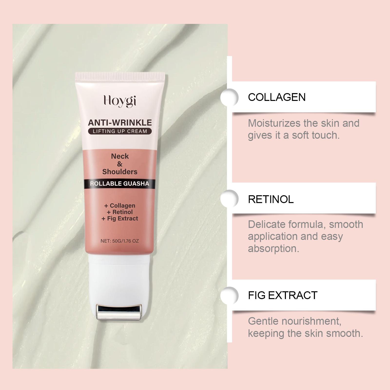 Hoygi Krim Leher Retinol Anti-Wrinkle Lifting Up Cream 50G Melembapkan Menghidrasi Mengurangi Garis Halus Pencerah dengan Kolagen Retinol dan Ekstrak Buah Ara Mengencangkan Aging Arbutin Mencerahkan Kerutan