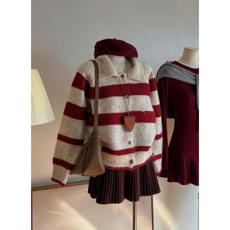 Áo Len Nữ Áo Len Cardigan Sen Kẻ Đỏ Chất Dày Dặn Siêu Xinh Hàng QC Siêu Xinh Siêu Hot Women Top Voi
