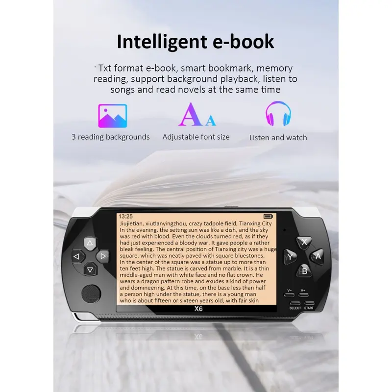 Máy Chơi Game Cổ Điển, Màn Hình 4.0 Inch, Bộ Nhớ 8gb, Tích Hợp 1500 Trò Chơi, Tương Thích Với Nhiều Máy Mô Phỏng, Tay Cầm Chơi Game Cổ Điển, Thích Hợp Cho Trẻ Em, Có Mp3 / Mp4 / E-book, Thiết Bị Trò Chơi TV, Spring1 Chơi Điện Tử Nghe Nhạc 3