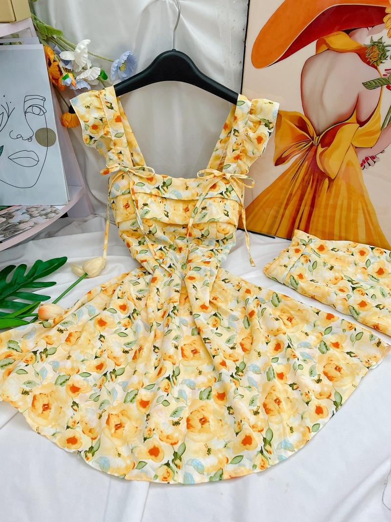 Product Introduction of Set đầm ngắn cánh tiên cột nơ, có mút. Dáng trên gối (kèm quần) 19