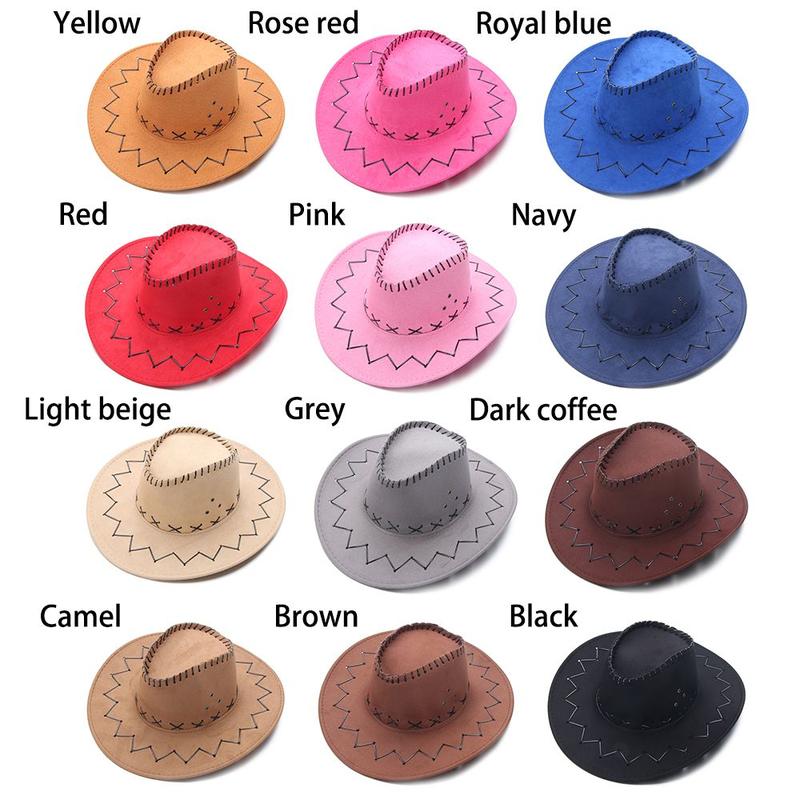 Product Introduction of Accessories Fancy Dress Western Style Felt Fedora Hat Jazz Hat Suede Cowboy Hat Wide Brim 15