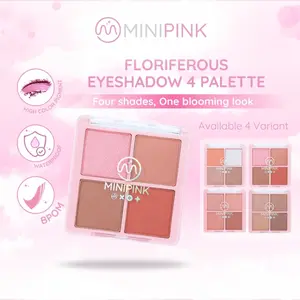 MINIPINK Floriferous Matte Eyeshadow 4 Warna Palet Shimmer Highlighter Kombinasi Tahan Air - MP014