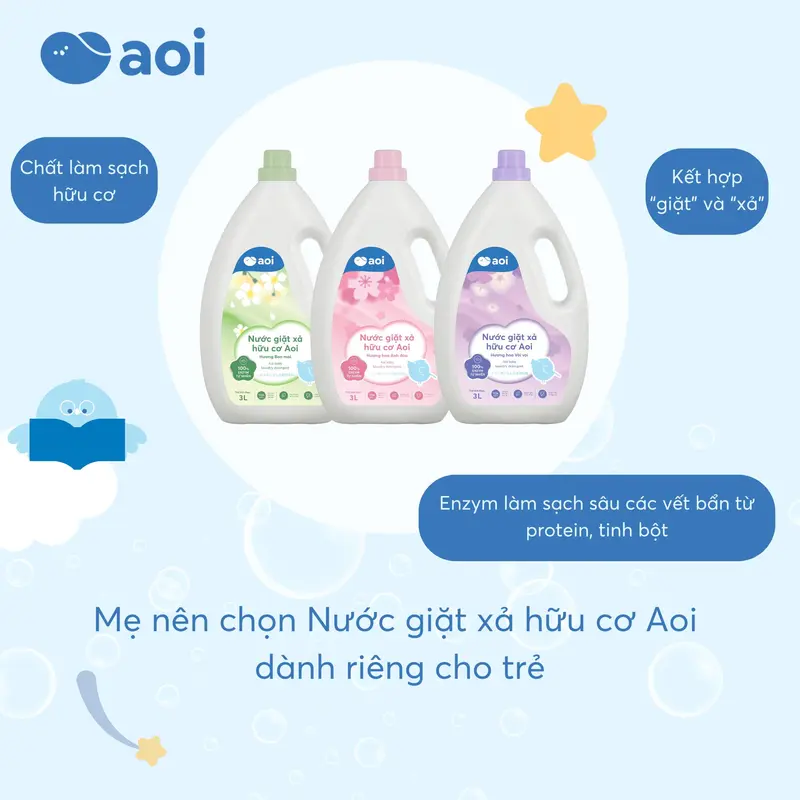 Nước giặt xả hữu cơ Aoi cho bé từ sơ sinh, dung tích 3L nhiều mùi hương thơm lâu - Childs Day Store 3