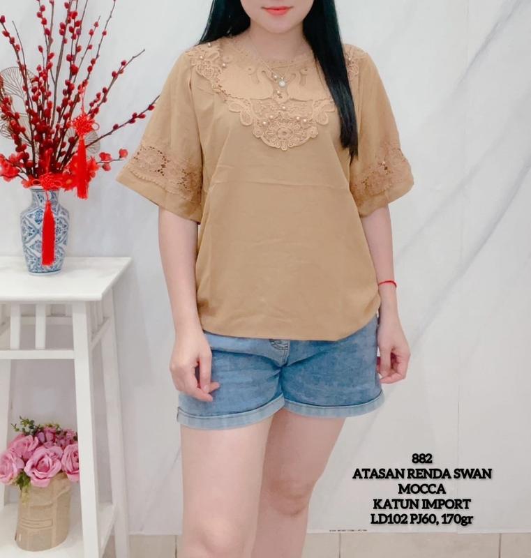 KLV Atasan Blouse Katun Silk Renda Import Lengan 3/4 4