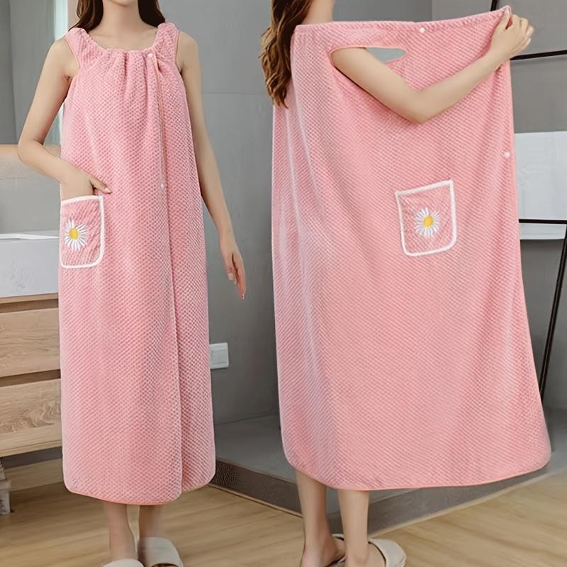 Product Introduction of Women's Flower Pattern Bath Towel Wrap, 1 Count Quick Drying Spa Wrap Towel With Thick Straps, Absorbent Bath Towel For Home Bathroom 10