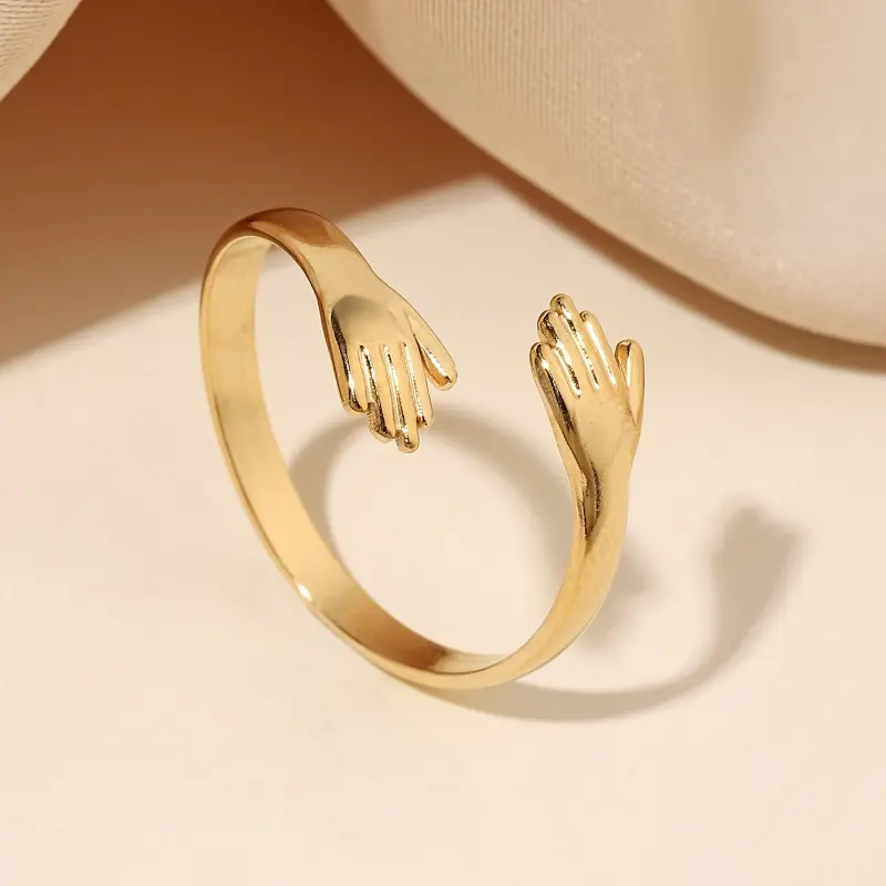 SummerSale| Chic Stainless Steel Embrace Ring - Adjustable Open Design for Couples, Perfect for Daily Wear & Special Occasions 4