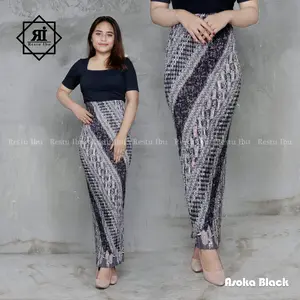 DJ Collection 21 Rok Prisket Batik Foil Motif Legenda Bawahan Kebaya Rempel Rok Plisket Hitam Bahan Semi Sutra Foil Premium Halus Lembut Tebal Full Karet Pinggang Ukuran All Size 145 cm x 100 cm Cocok untuk Seragam atau Partai Grosir