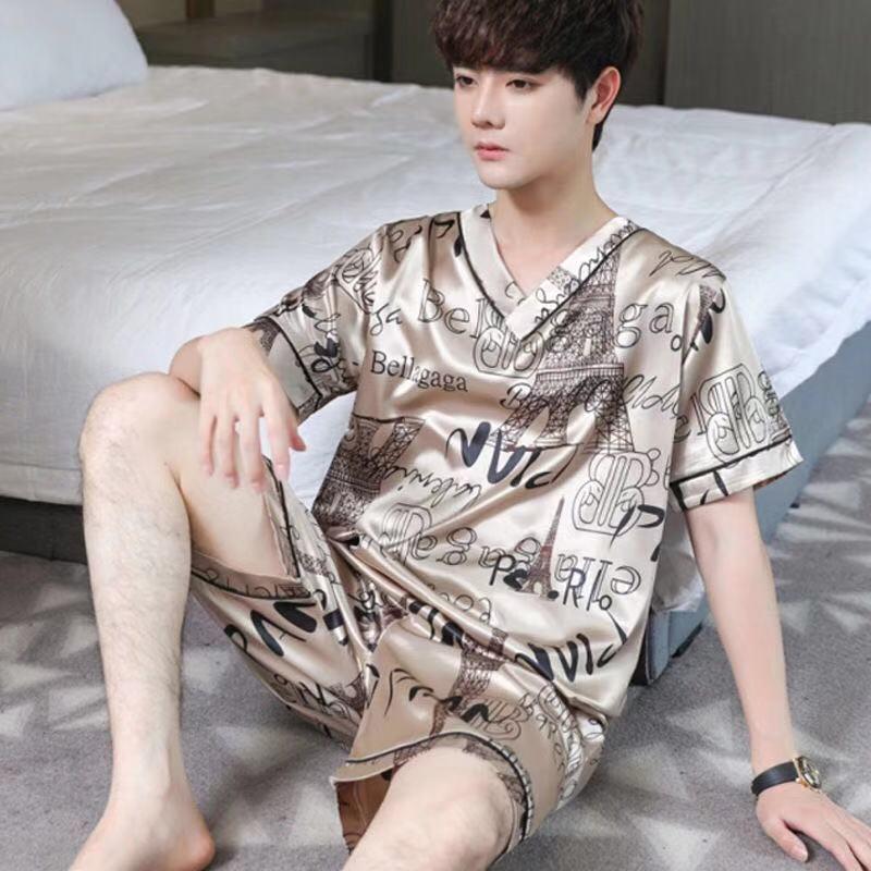 Product Introduction of Bộ Đồ Ngủ Nam Mùa hè, ngắn Tay, Giả Lụa, Lụa Lạnh Mỏng, Thường Ngày, Bộ Đồ Mặc Nhà Mùa Xuân Và Mùa Thu, Hàng Mới Về 2021, 2612 Đánh Giá Tích Cực 1