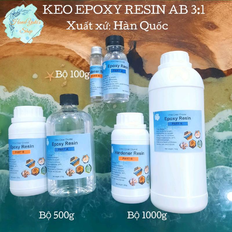  Keo Epoxy Resin AB Hàn Quốc 3:1 cứng trong suốt khử bọt cực tốt sau 5 - 10 phút đổ bàn vẽ cá trang sức đồ dùng... 