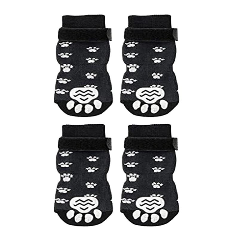 Product Introduction of 4Pcs Winter Warm Dog Socks Adjustable Anti Slip Skid Pet Shoes Socks Soft Breathable Paw Protector for Small Puppy Cat Dogs 11