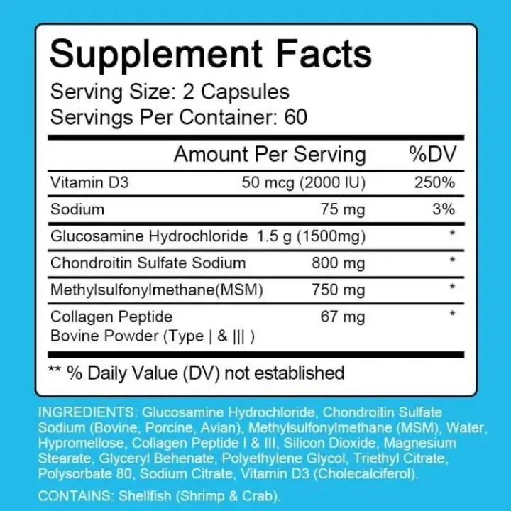 Glucosamine Chondroitin with Additional OptiMSM and Collagen Peptides120pcs 1