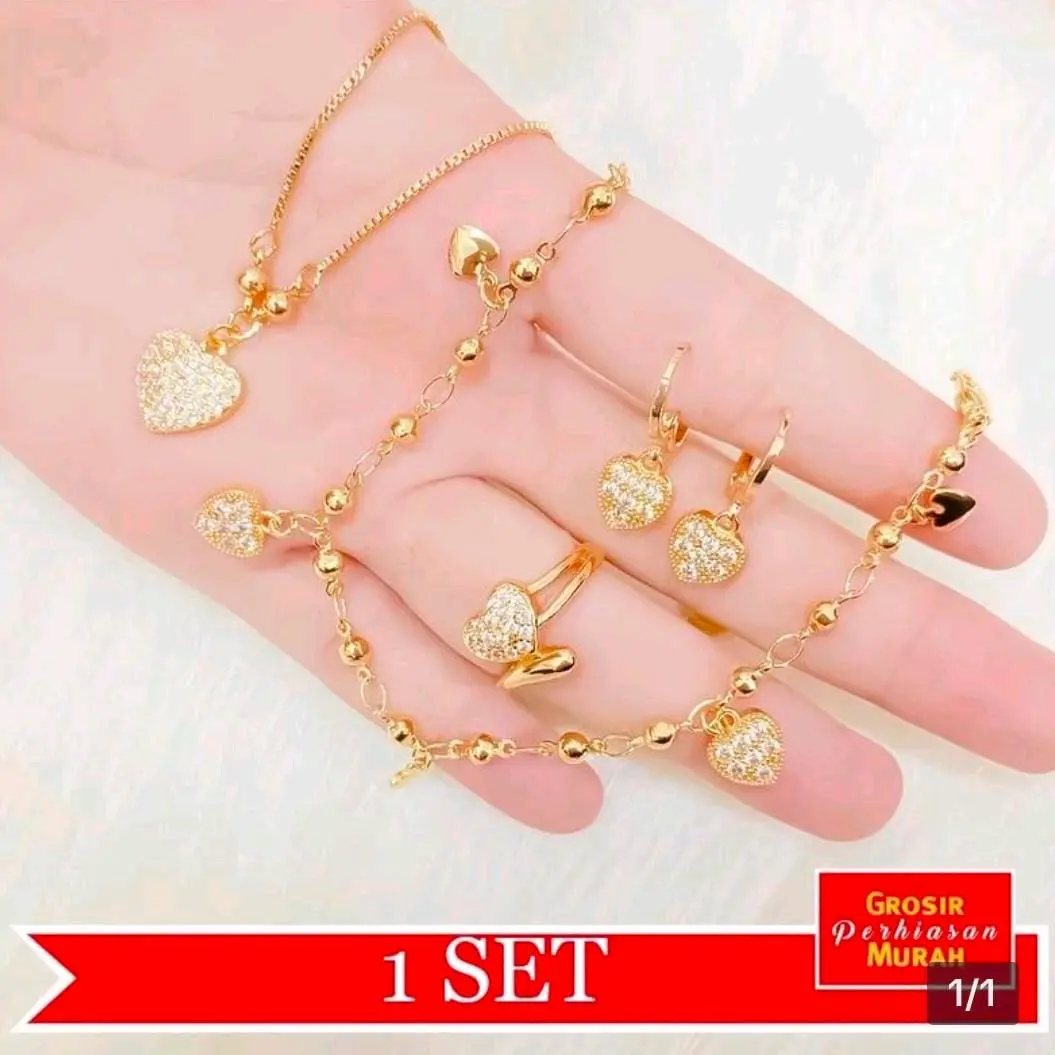 set perhiasan anak motif love terbaru titanium anti luntur Costume