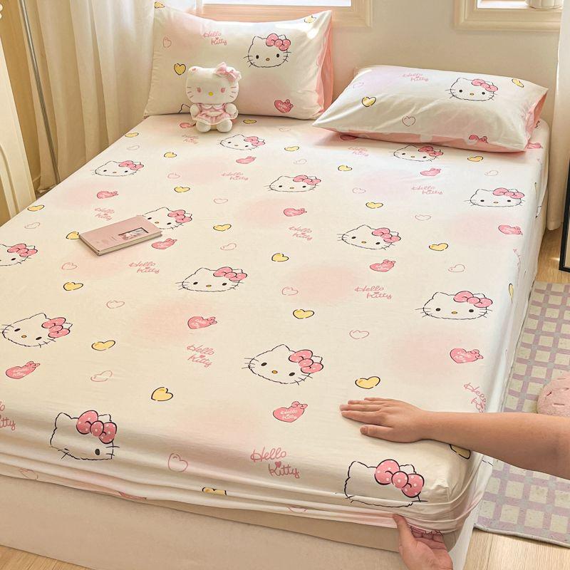 Product Introduction of 2025 Hello Kitty Children's Pure Cotton Fitted Sheet Bed Cover Full Cotton KT Cat Hello Kitty Cartoon Bed Sheet Student Mattress Cover 0