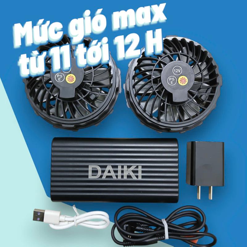 ( BÁN CHẠY- sale) Bộ pin quạt áo điều hoà chính hãng dung lượng cao 50000mah chạy quạt 9 cánh 12v không chổi than,chạy số 4 từ 11h đến 13 tiếng,