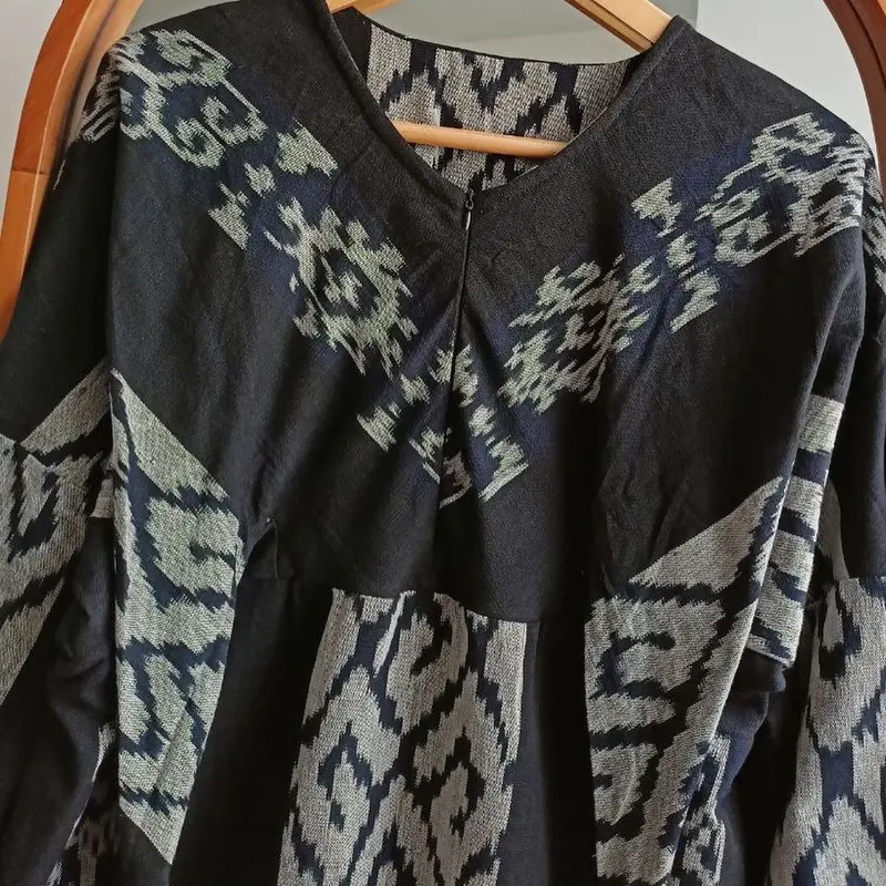 DRESS GAMIS Wanita muslim kekinian - baju tenun dres gamis motif toraja - DGS001 Kain Panjang alana  dress 5