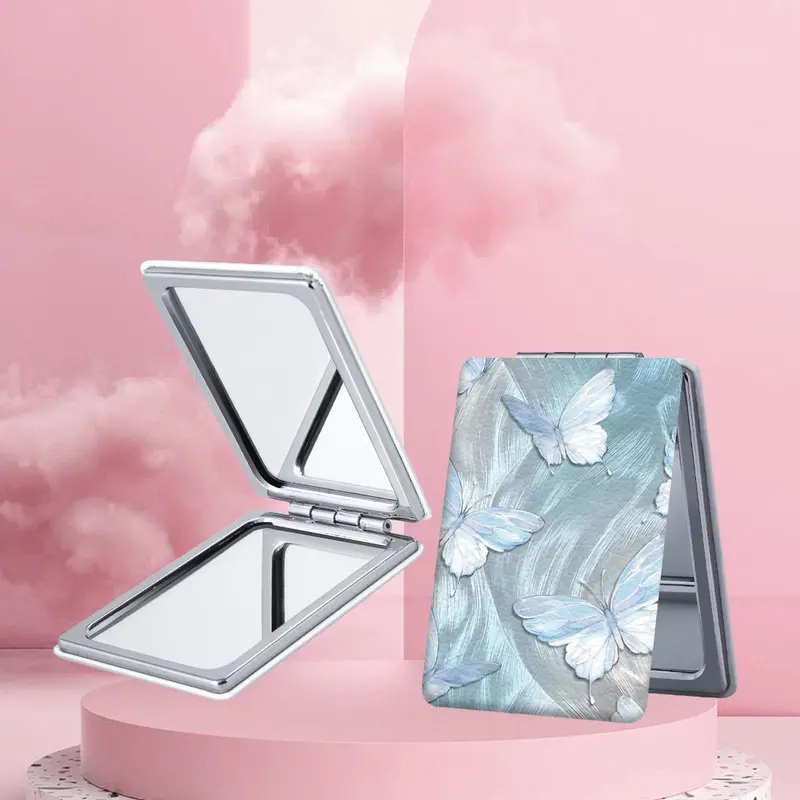 Flower & Bow Pattern Makeup Mirror, 1 Count Portable Folding Handheld Mirror, Compact Mirror for Travel, Daily Holiday Birthday Gift for Sisters, Friends 4