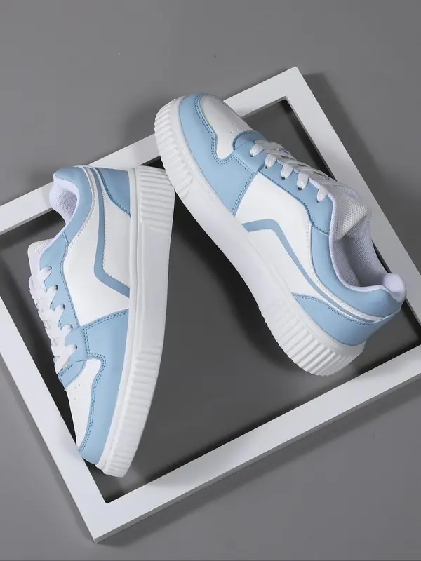 Women's Fashionable Patchwork Lace Up Low Top Sneakers, Casual Comfortable Breathable Sports Running Shoes, All-match Basic Shoes for Daily Wear 8
