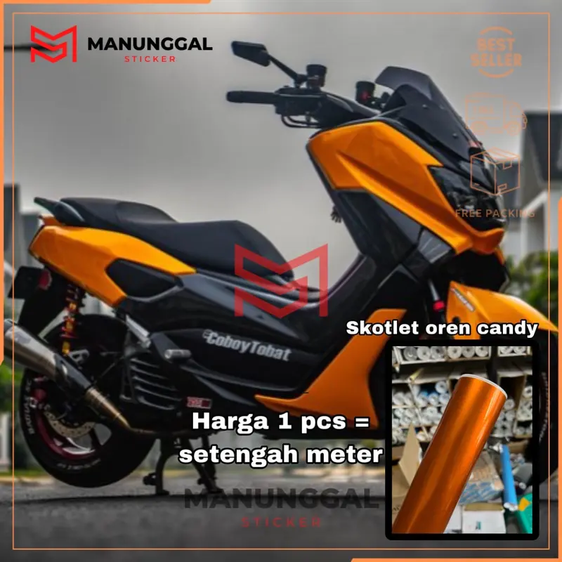 Skotlet orange candy metalik glossy untuk variasi body motor Motorcycle 0