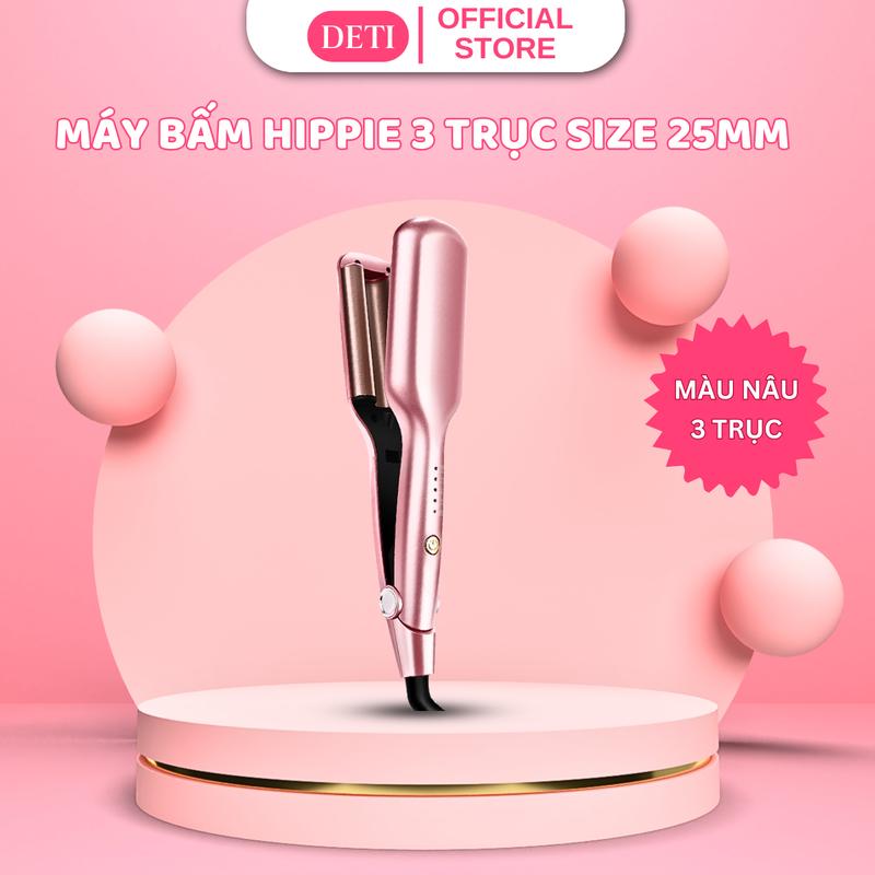 Máy bấm tóc gợn sóng máy làm tóc xoăn máy duỗi tóc máy dập xù máy uốn bấm duỗi 2 in 1 hippie size 25 3 trục