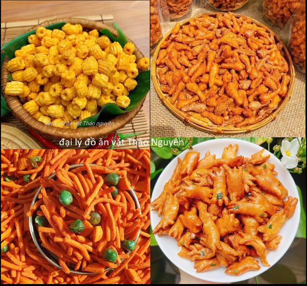 500g snack nhiều loại : snack tăm que đậu hà lan, đùi gà phô mai, snack bim bim hạt sen - nui sấy, cua hành chiên giòn thơm ngon lôi cuốn, đồ ăn nhanh ngon rẻ