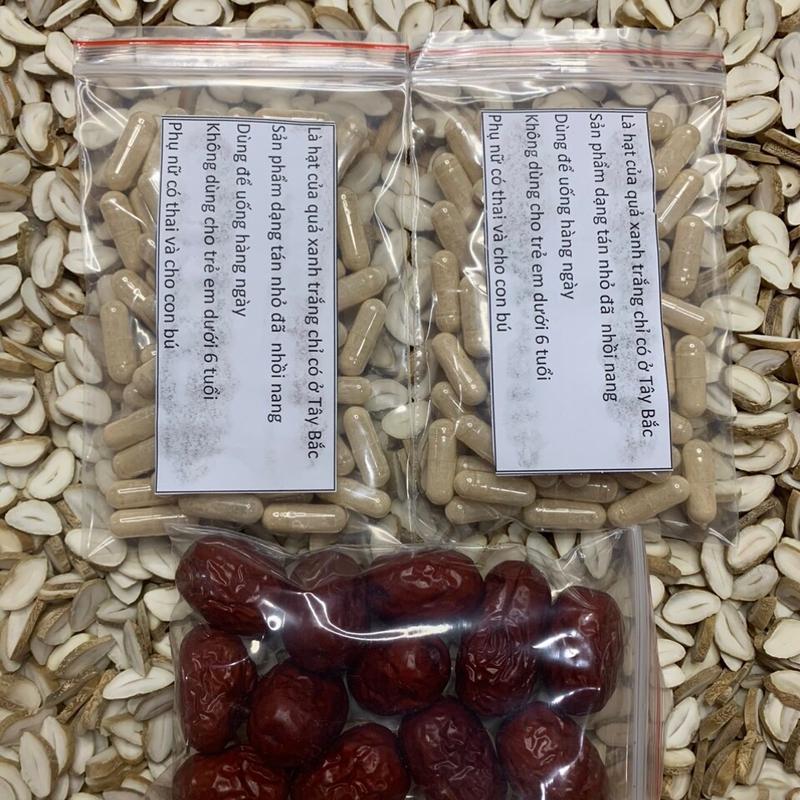 Combo 2 gói hạt sang dạng tán nhỏ đã nhồi nang sẵn+1 túi táo đỏ