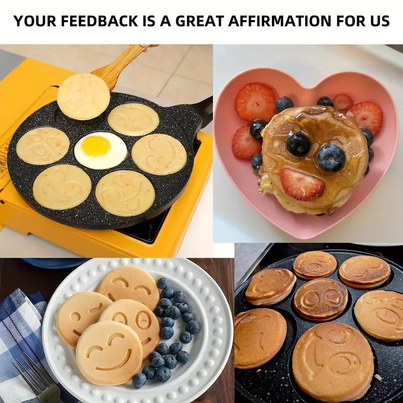 7 Hole Pancake Pan, Non Stick Pancake Pan with Handle, Creative Breakfast Cookware for Home Kitchen, Crepe Maker Pan 8