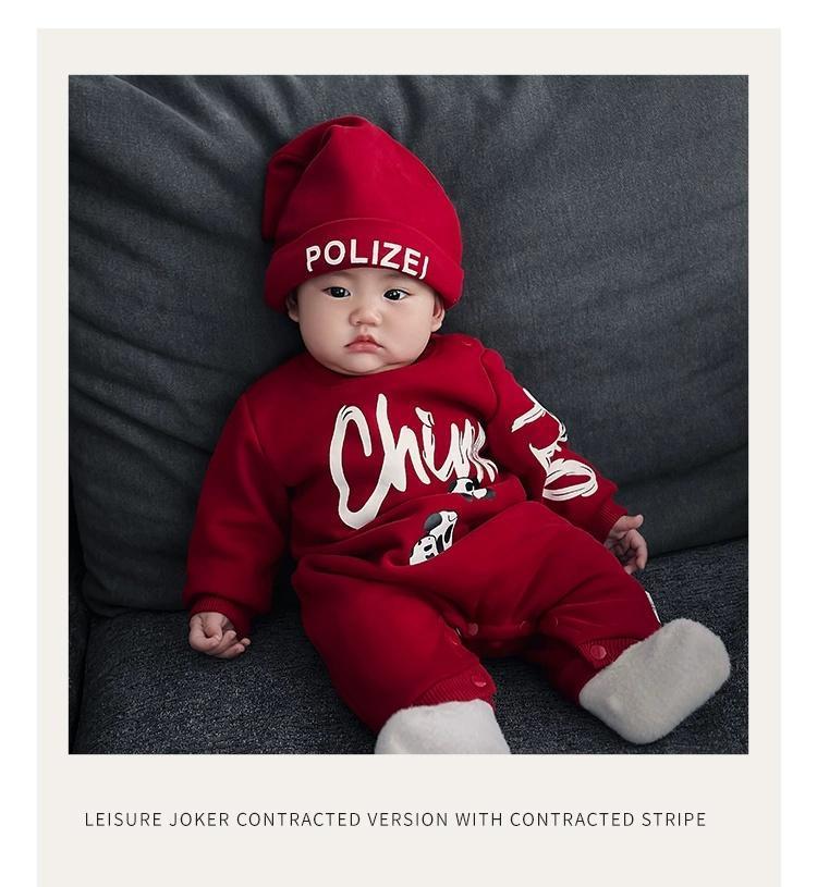 Product Introduction of Áo Jumpsuit Quần Lót Lông Cừu Cho Em Bé Phong Cách Mùa Thu Và Mùa Đông, Màu Đỏ Lễ Hội, Thích Hợp Cho Một Tháng Tuổi Và Một Trăm Ngày, Quần Áo Năm Mới, Siêu Dễ Thương 6
