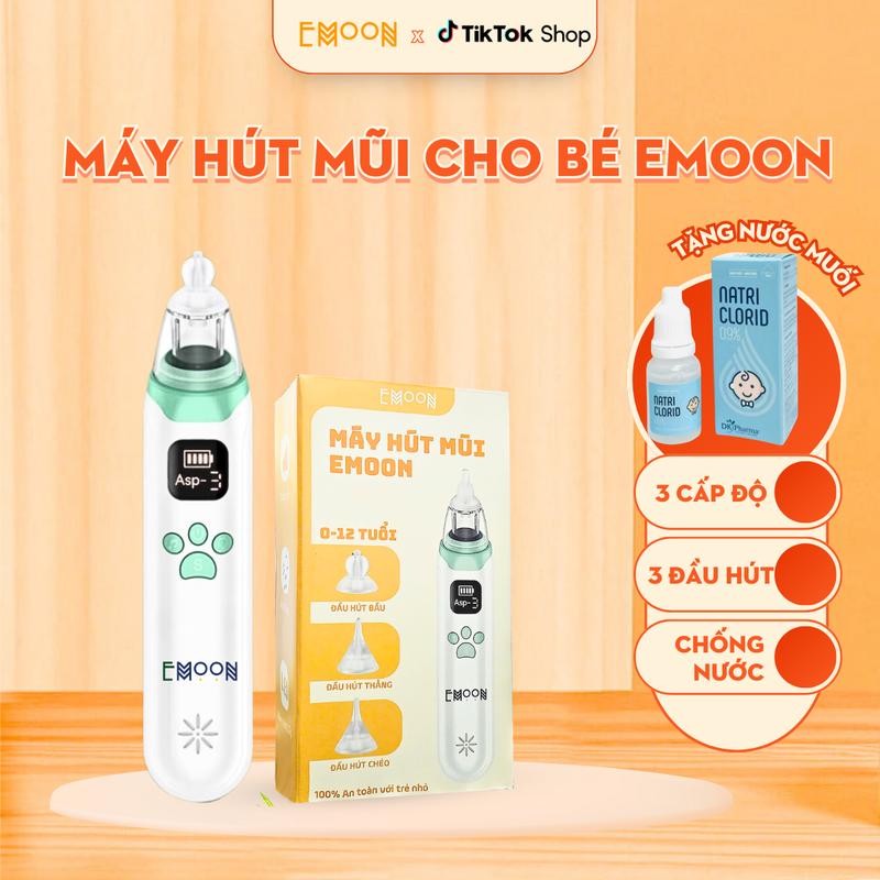 [Tặng Quà] Máy Hút Mũi Cho Bé EMOON Điện Tử, Phù Hợp Trẻ Sơ Sinh, Hút Nhẹ Nhàng Êm Ái Sạch Sẽ An Toàn Không Đau, Bảo Hành 12 Tháng,  dung cu hutmui cho bé