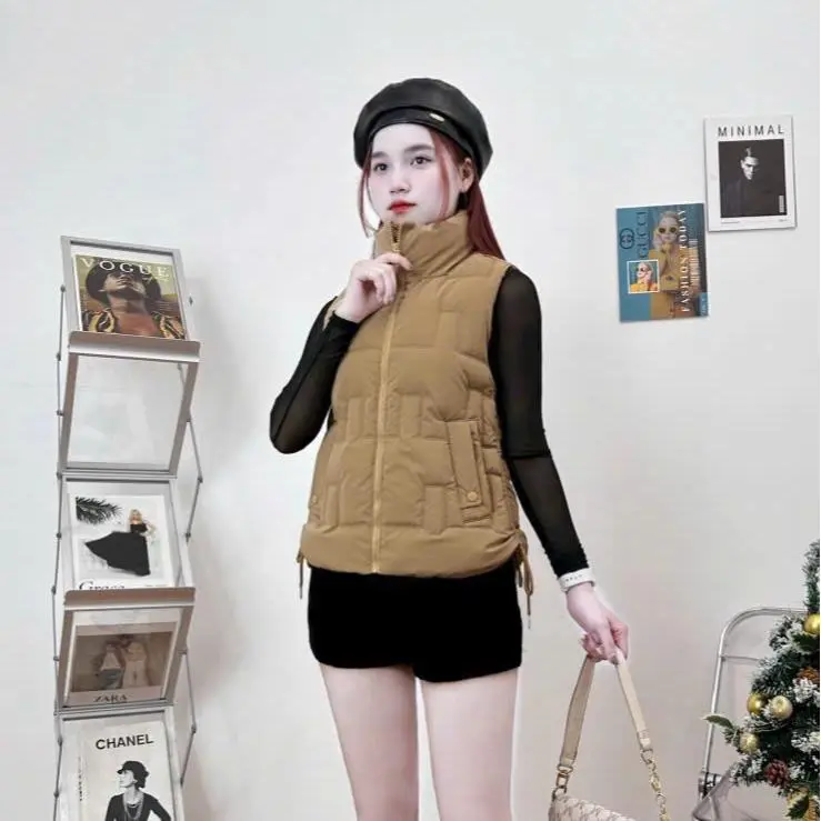 Áo phao zile nữ chất nhung lì mềm mịn, 3 lớp dày dặn, có dây rút 2 bên, hoạ tiết trần vi tính