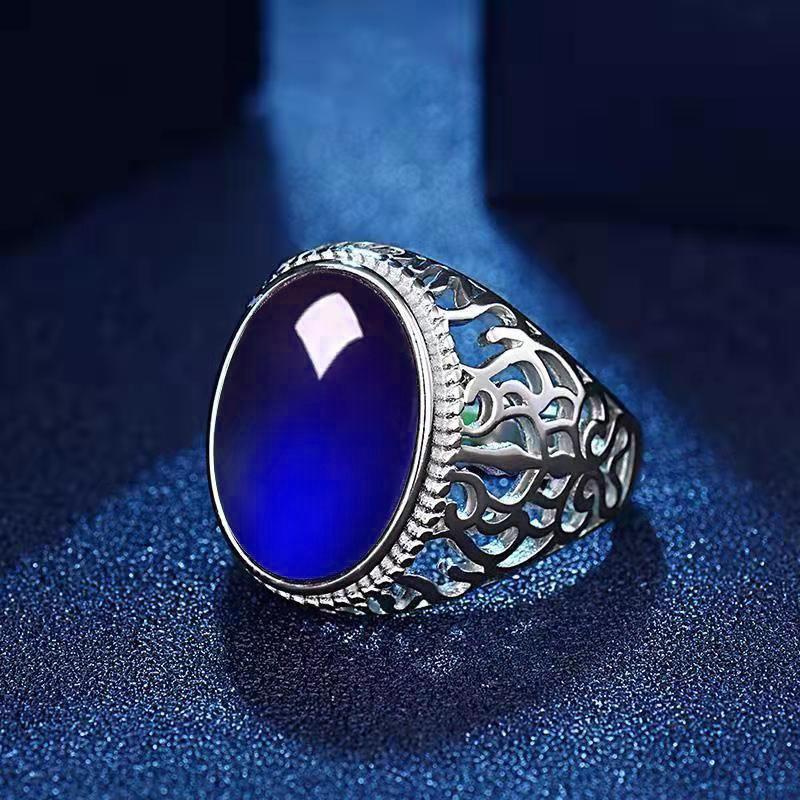 Product Introduction of Fashionable imitation agate gold ring, personalized and simple men's carnelian emerald ring ring 10