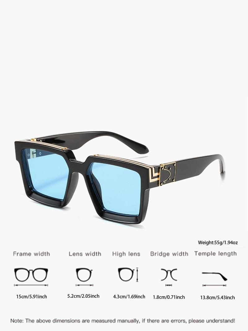 Product Introduction of 1 Pair Simple Rivet Sunglasses For Everyday Use, Summer Square Frame Fashion Sunglasses, Travel Accessories 6