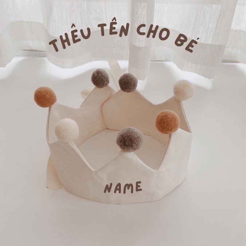 THÊU TÊN Vương miện sinh nhật thêu tên theo yêu cầu cho bé phong cách Hàn Quốc Cài Tóc Phụ Kiện Tóc